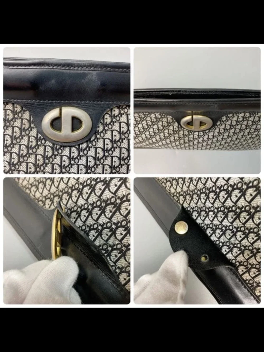 Dior Black and Cream Monogram Clutch with CD Turnlock